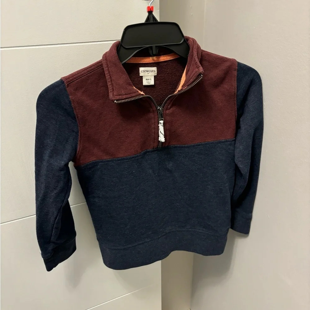 Crewcuts Boys Half Zip Long Sleeve Red Navy Size S 6-7